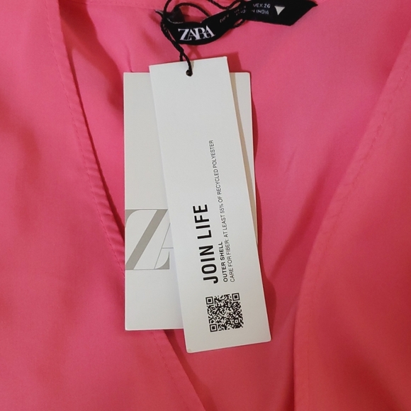 ZARA * Tiered Poplin Pink Dress Voluminous Flowy Maxi - Picture 11 of 13